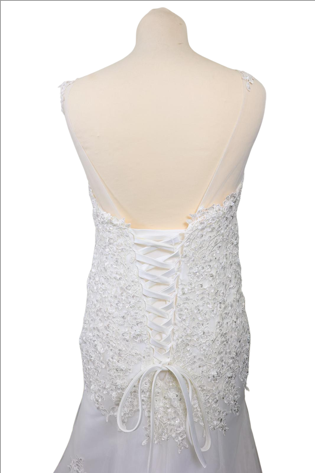 White Lace Backless Wedding Dress - Image 3