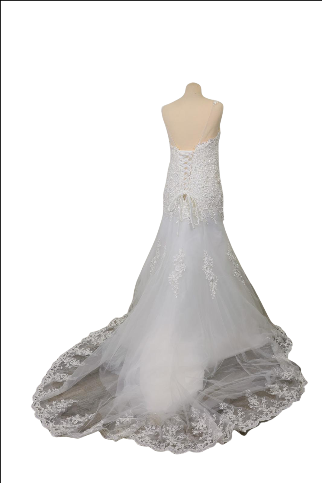 White Lace Backless Wedding Dress - Image 4