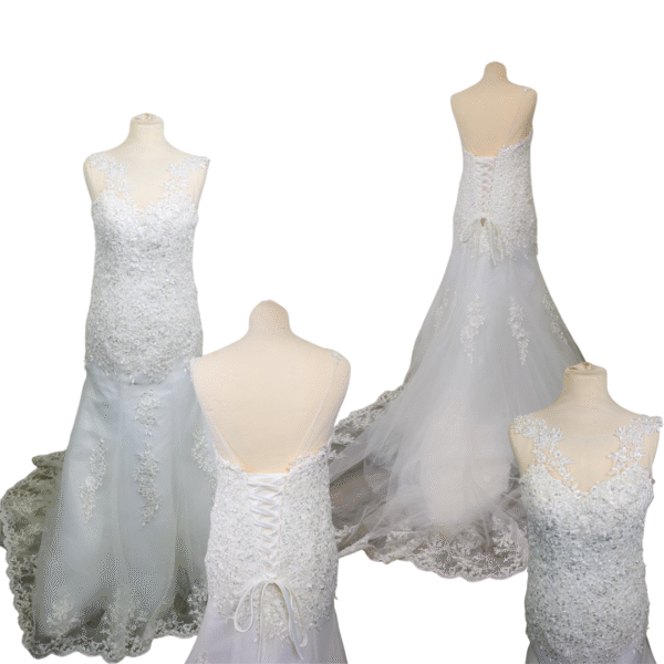 White Lace Backless Wedding Dress