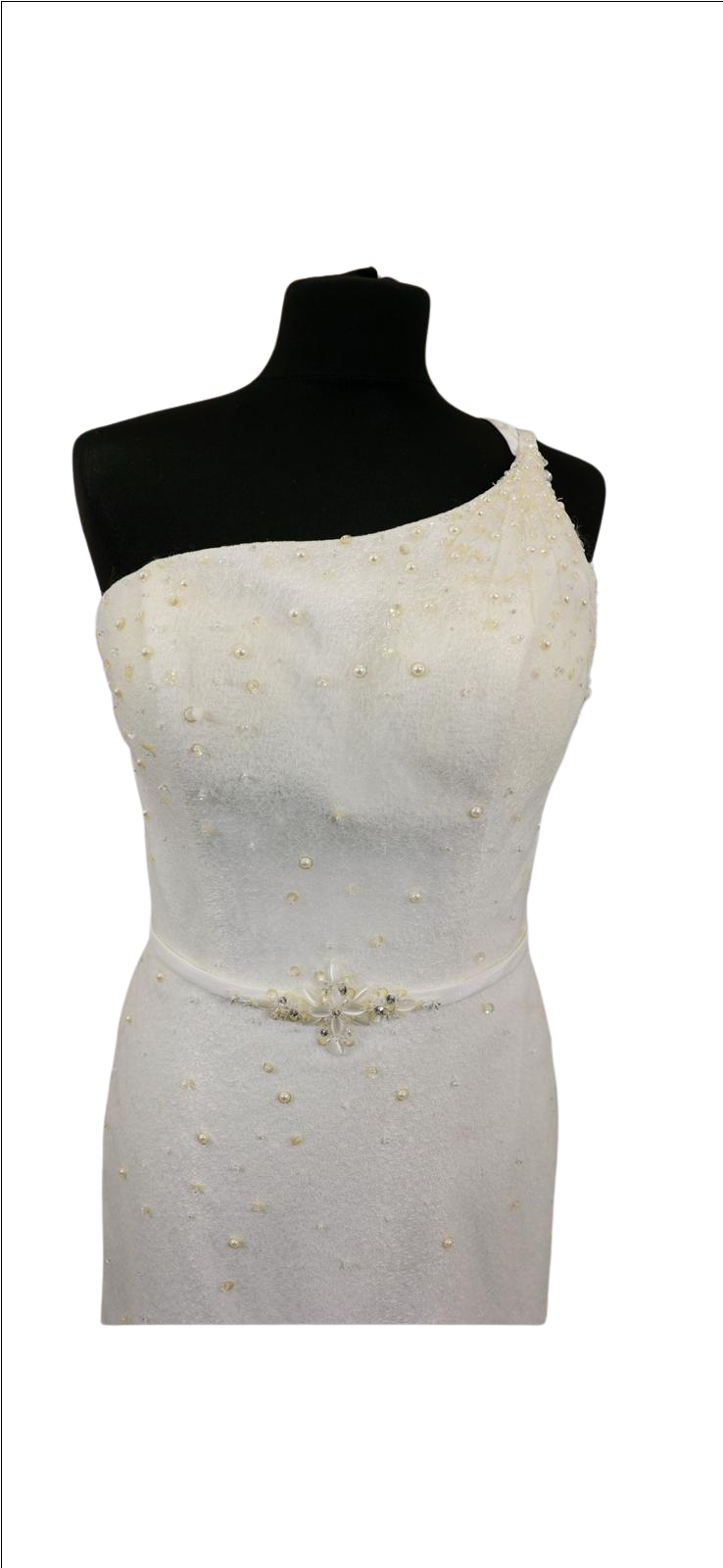 Ivory One-Shoulder Wedding Dress - Image 3