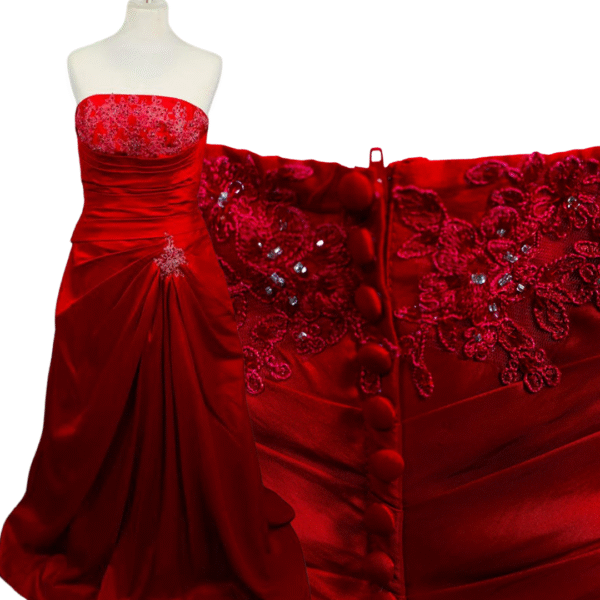 Elegant Red Satin Ball Gown