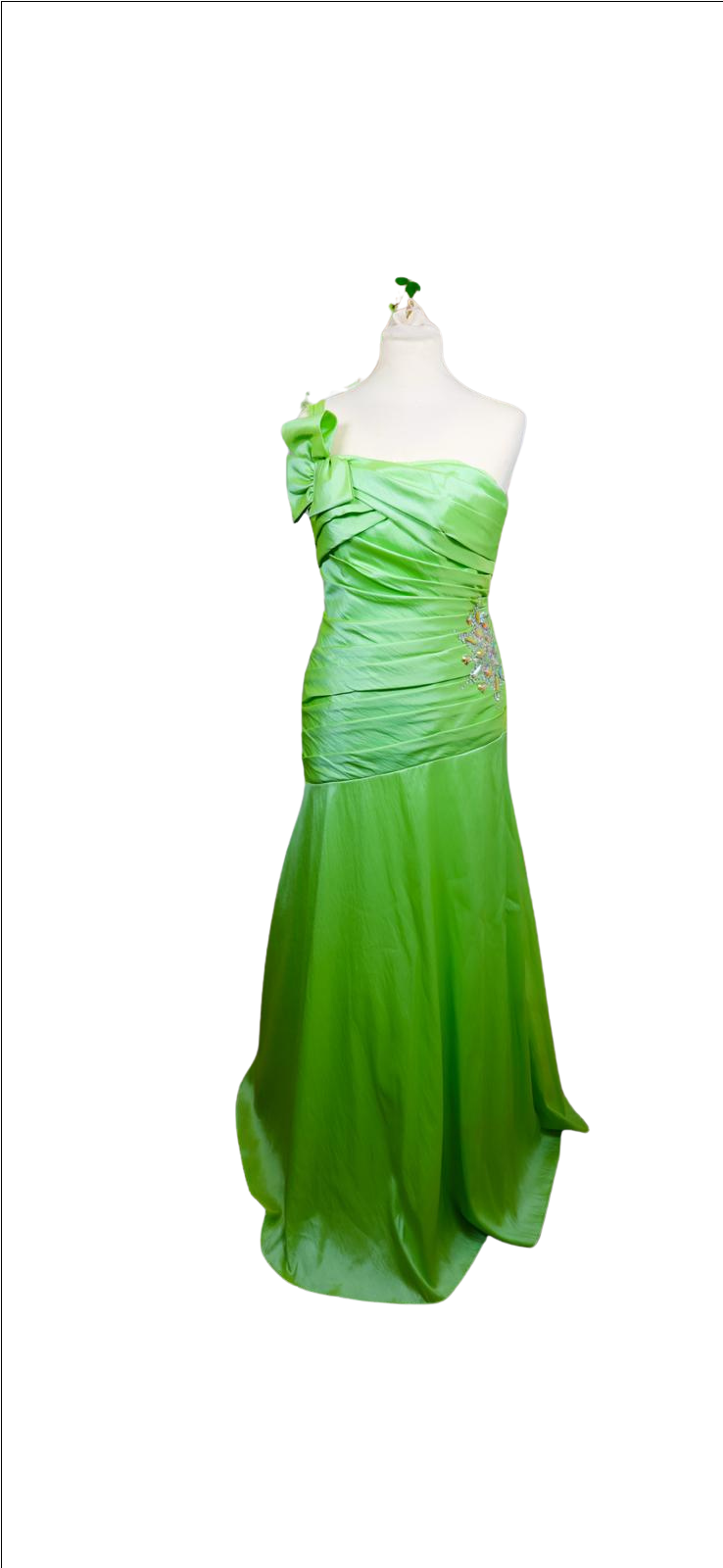 Elegant Green Maxi Prom Dress with Rhinestone Details - Image 4