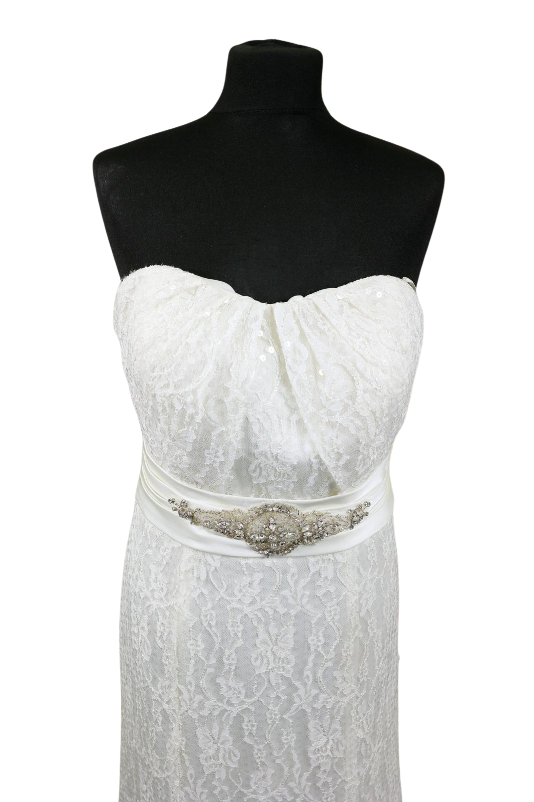 Off White Beaded Mermaid Wedding Dress - Image 3