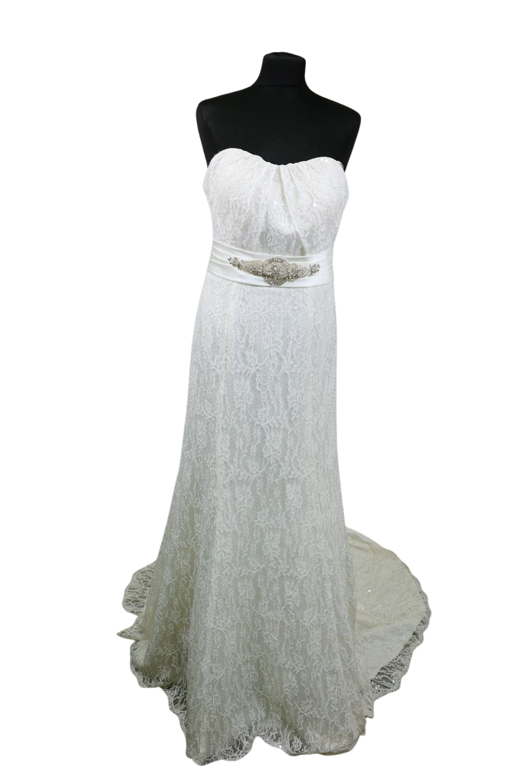 Off White Beaded Mermaid Wedding Dress - Image 4