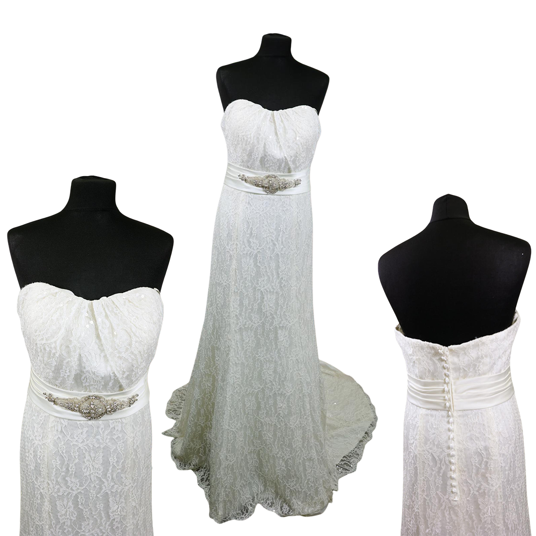 Off White Beaded Mermaid Wedding Dress