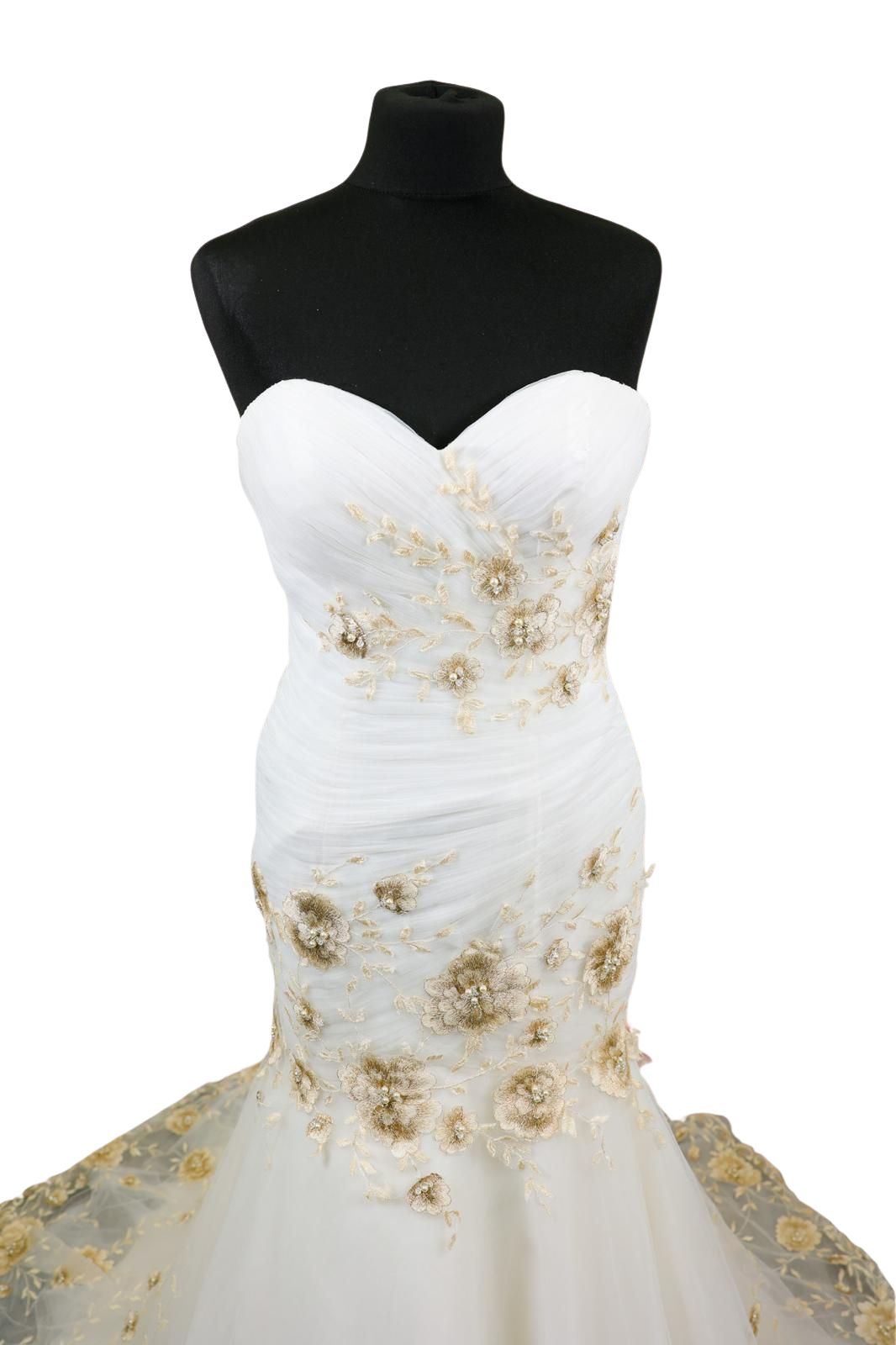 White and Gold Mermaid Wedding Dress - Image 2
