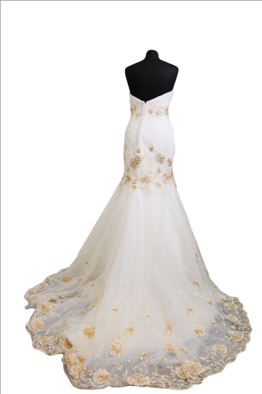 White and Gold Mermaid Wedding Dress - Image 3