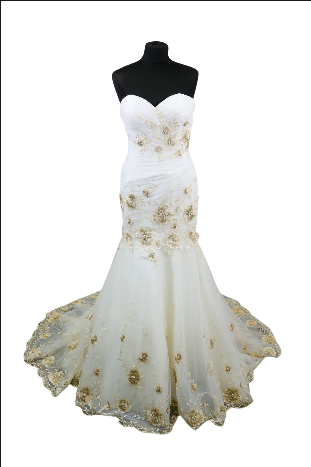 White and Gold Mermaid Wedding Dress - Image 4