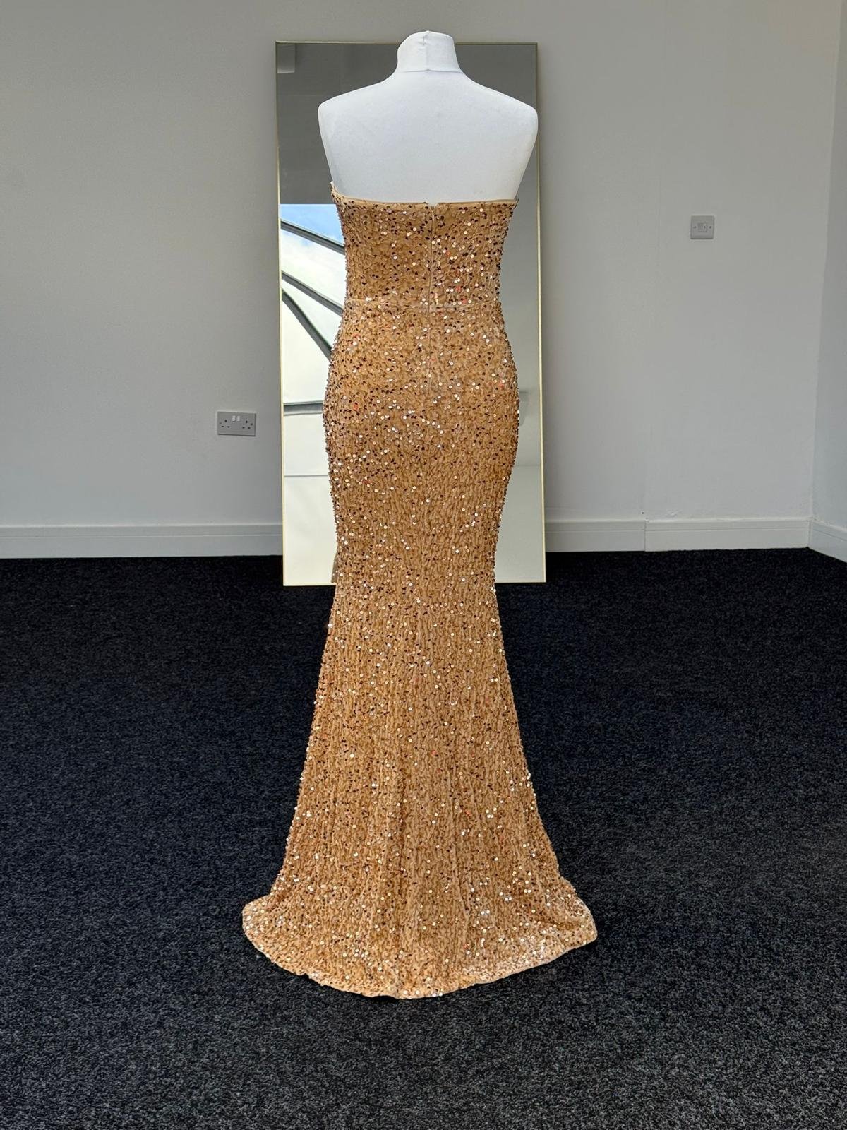 Women's Golden Strapless Sequin Mermaid Evening Gown – Formal Party & Prom Dress - Image 4