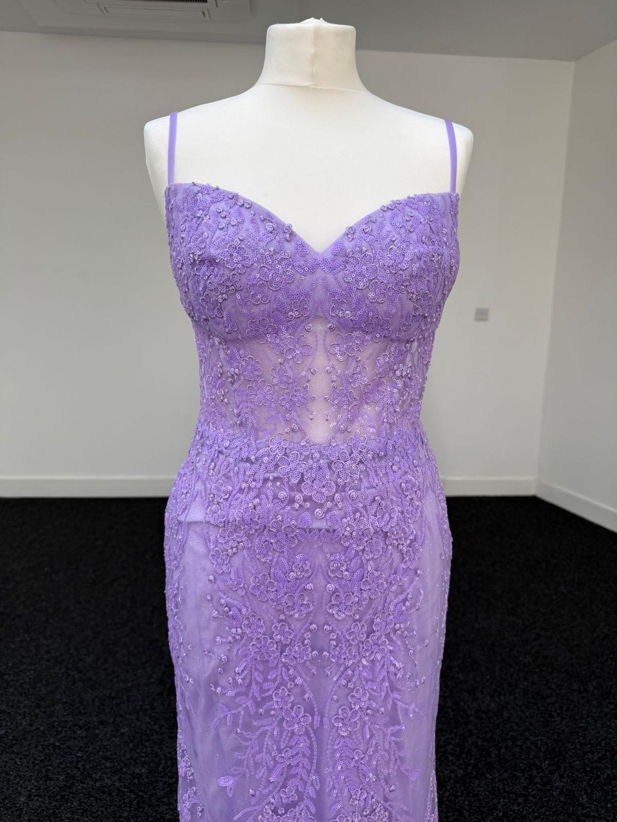 Lavender Enchantment Embroidered Lace Evening Gown