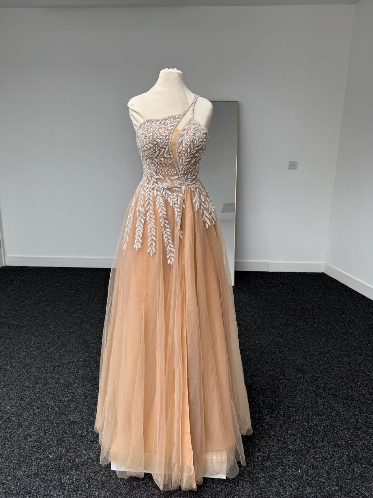 Champagne Sparkle One-Shoulder Party Dress