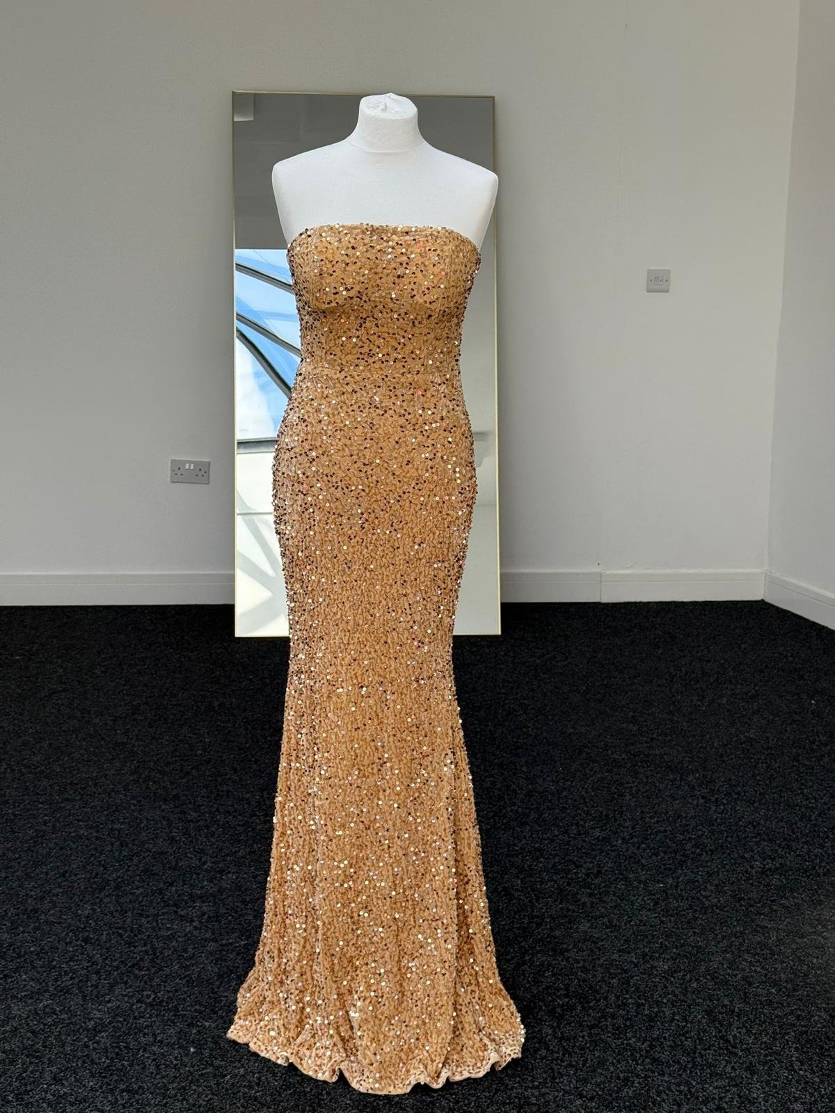 Women's Golden Strapless Sequin Mermaid Evening Gown – Formal Party & Prom Dress - Image 3