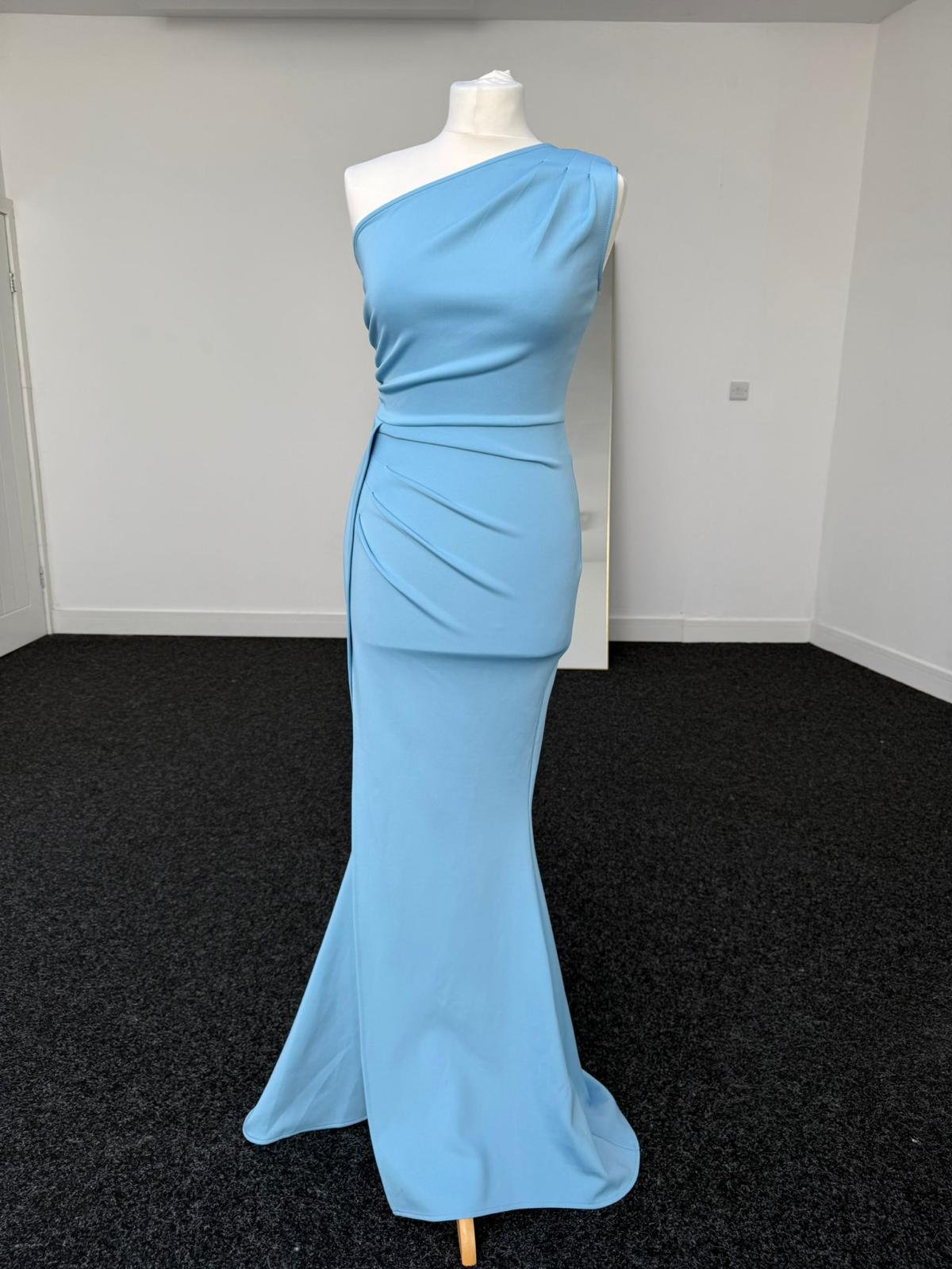 Sky Blue One-Shoulder Mermaid Evening Gown