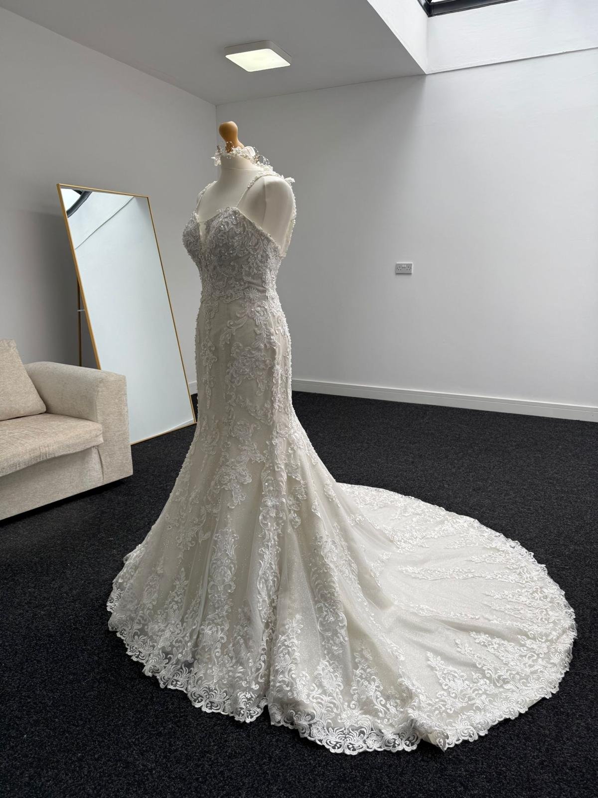 Eternal Grace Ivory Lace Mermaid Wedding Gown with Chapel Train - Image 6