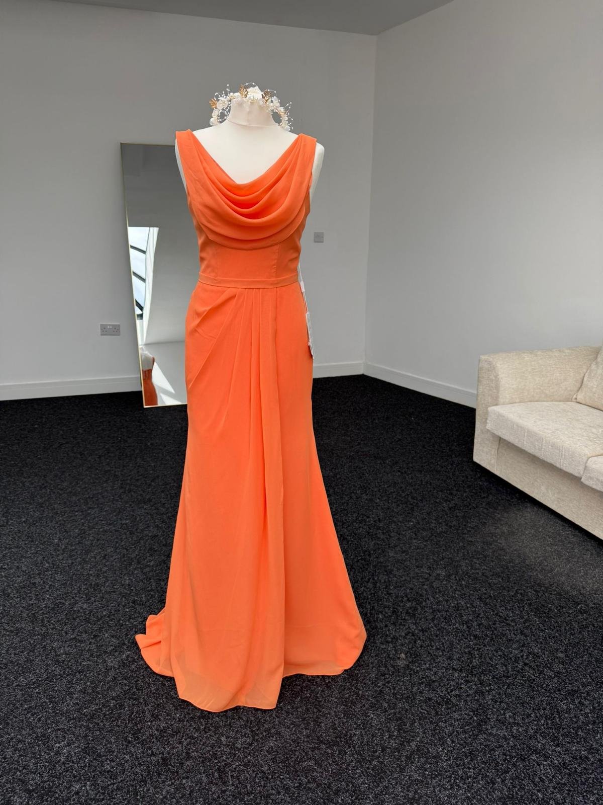 Sunset Elegance Draped Neckline Evening Gown