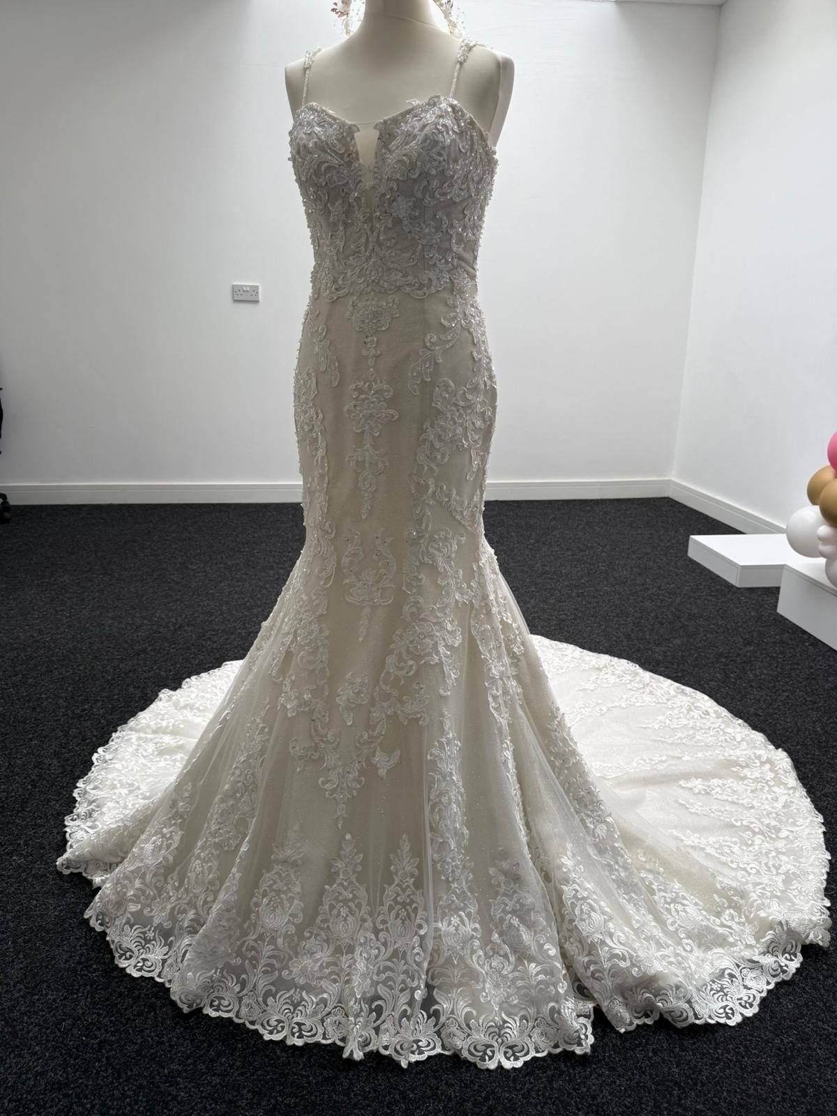 Eternal Grace Ivory Lace Mermaid Wedding Gown with Chapel Train