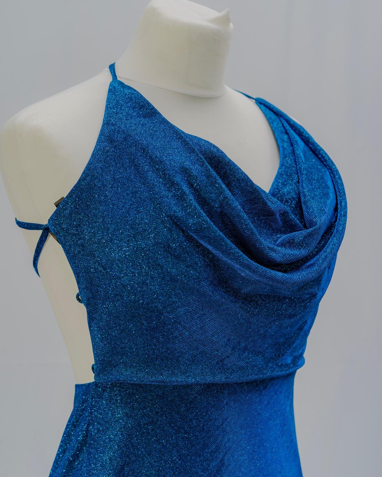 Luxe Blue Metallic Party Dress