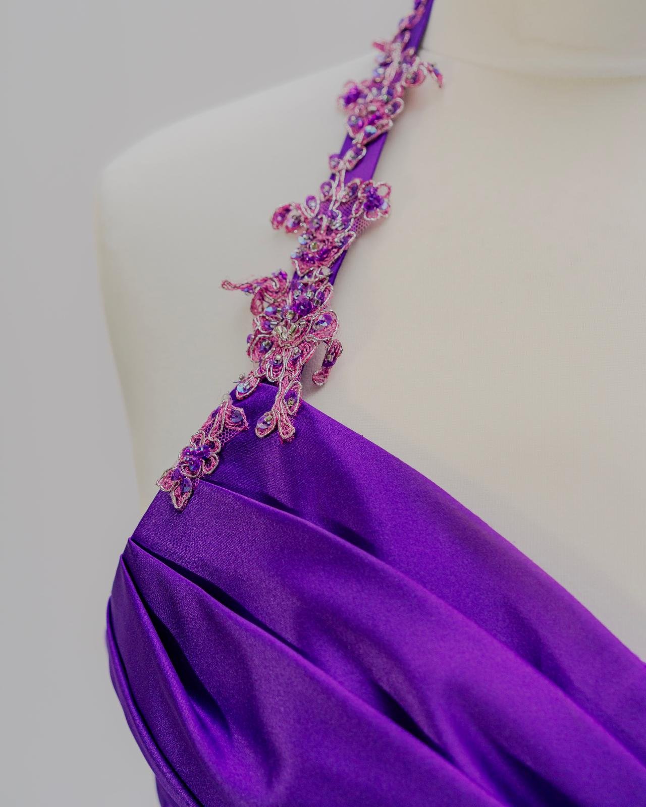 Luxe Purple Halter Party Gown - Image 8