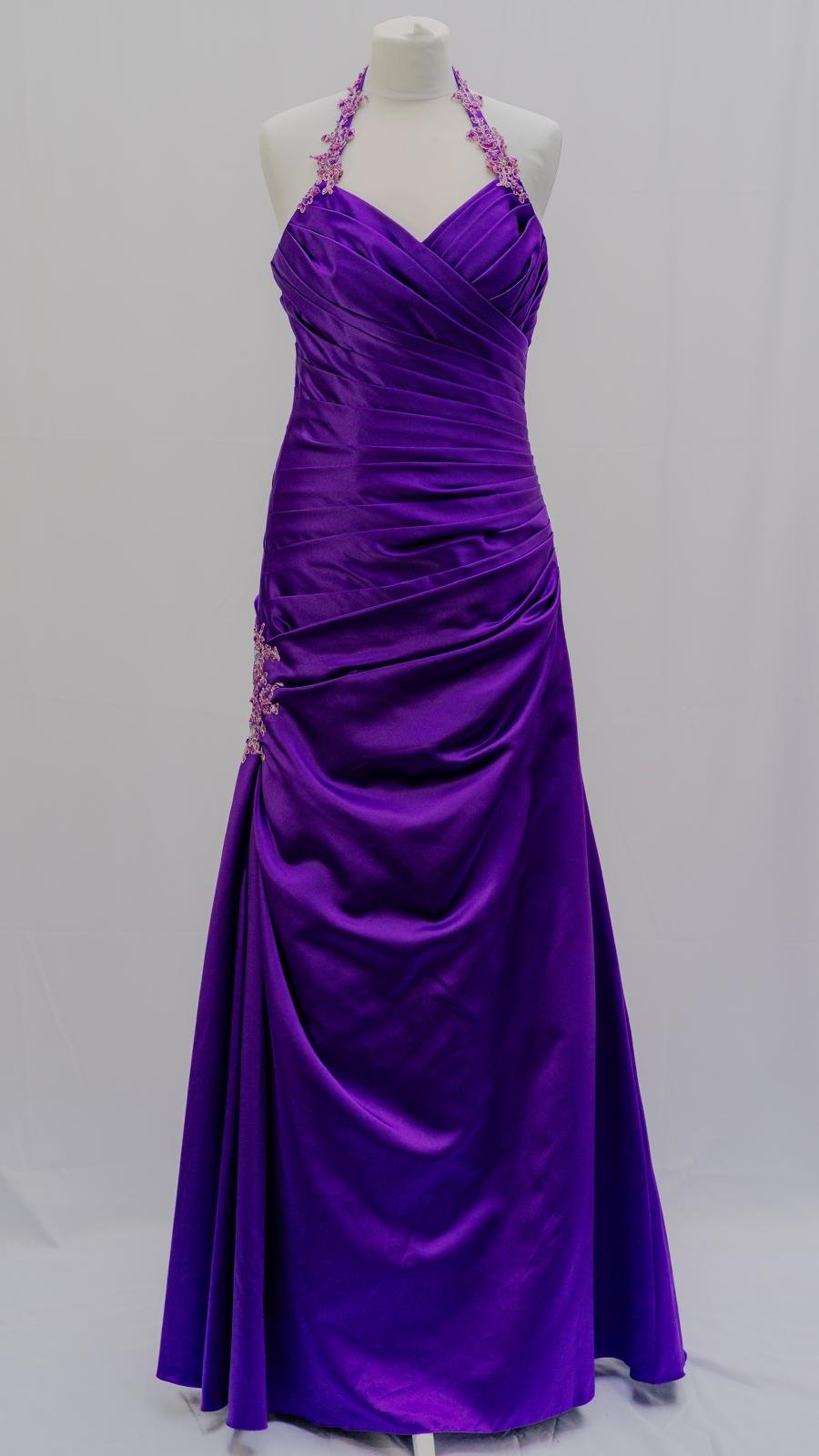 Luxe Purple Halter Party Gown - Image 3