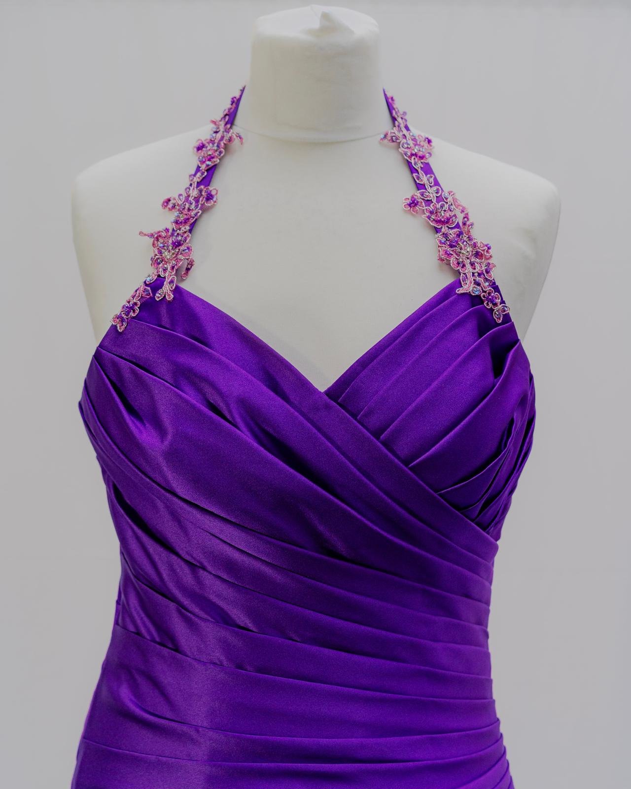 Luxe Purple Halter Party Gown