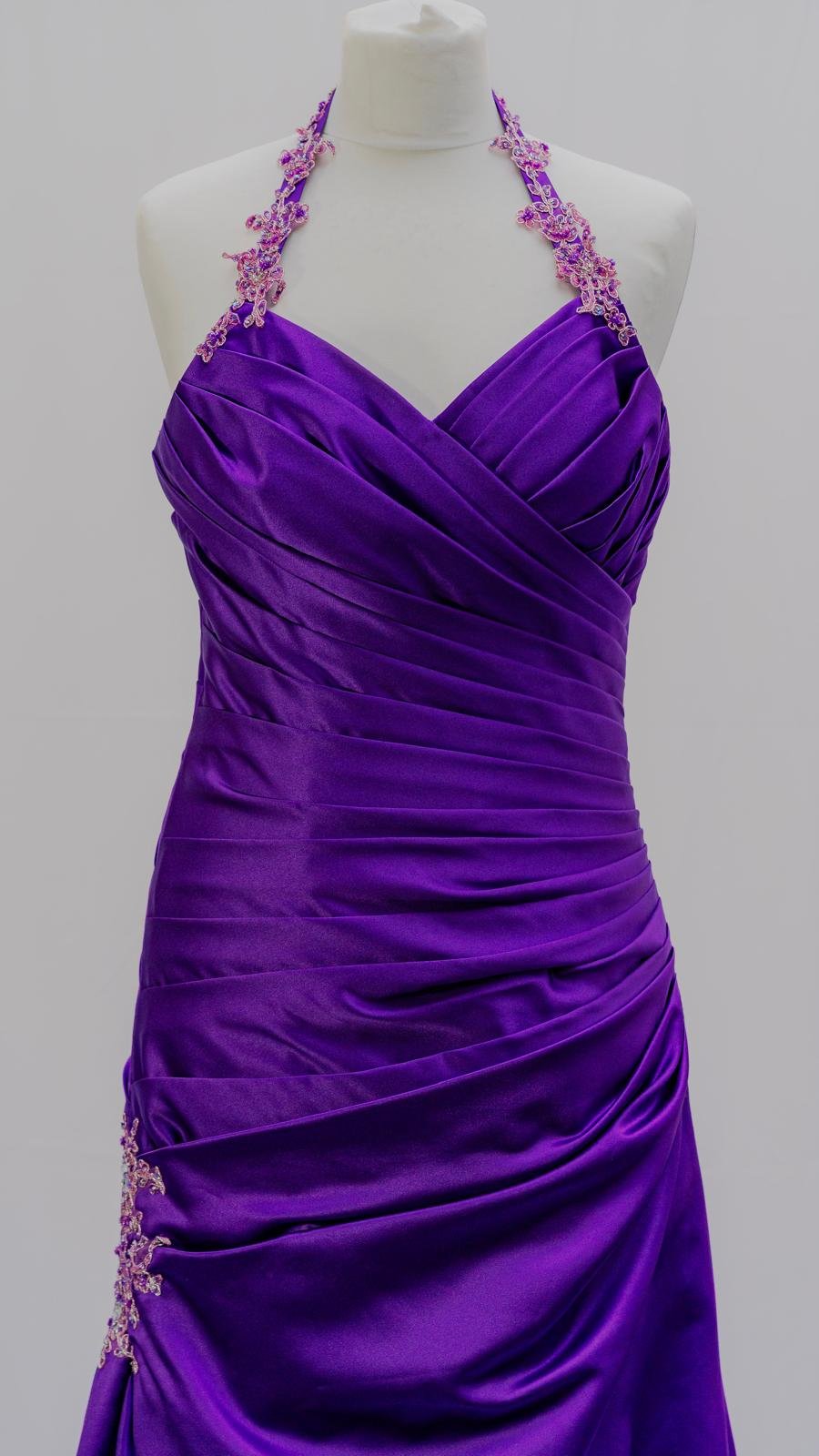 Luxe Purple Halter Party Gown - Image 2