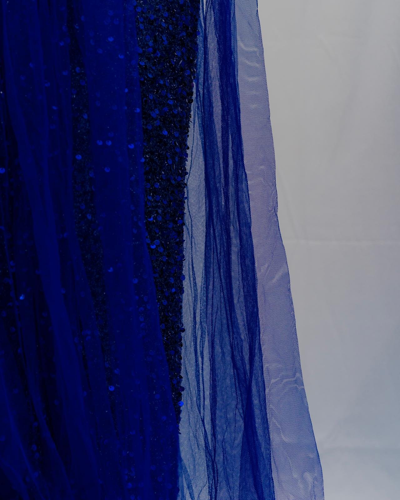 Royal Blue Shimmer Evening Gown - Image 3
