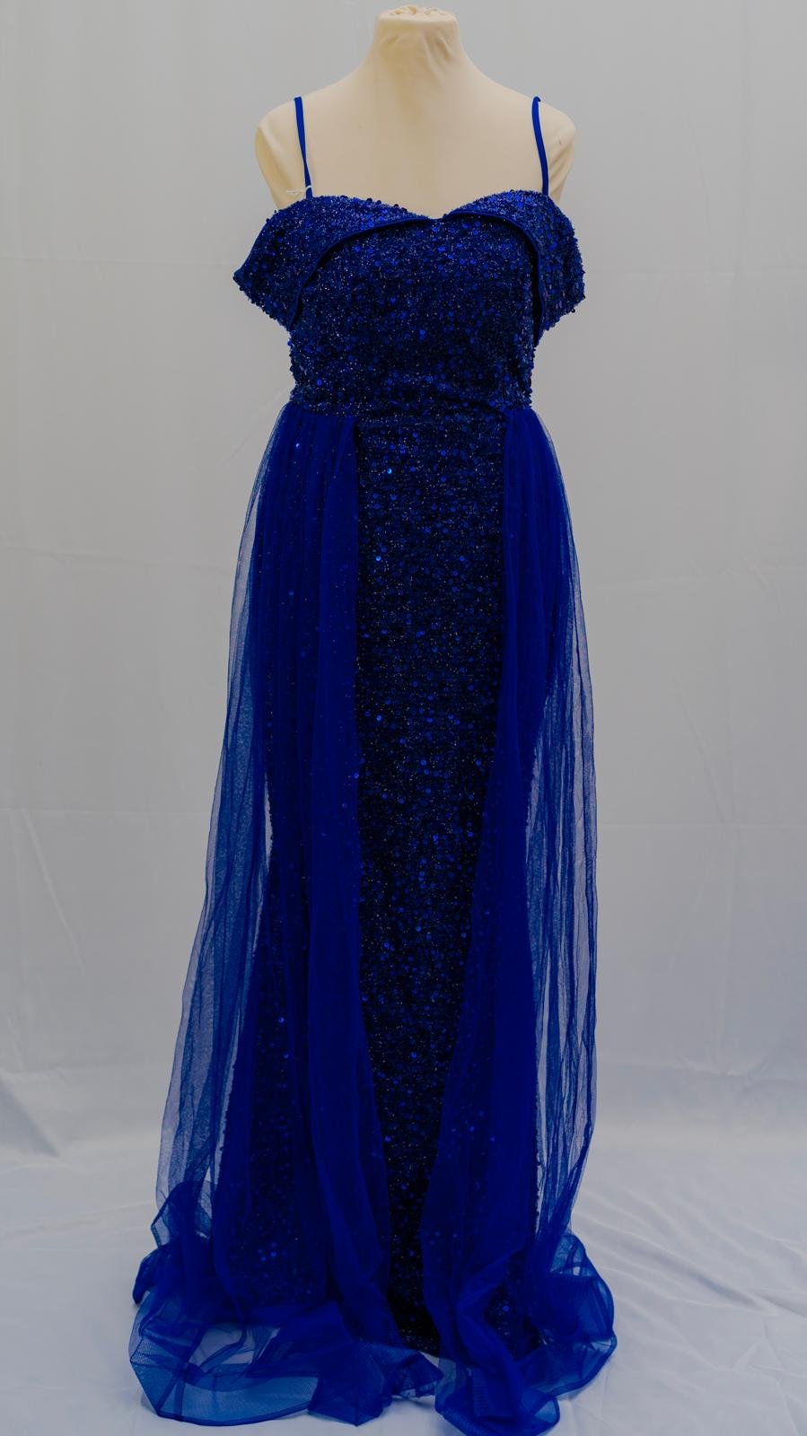 Royal Blue Shimmer Evening Gown - Image 2