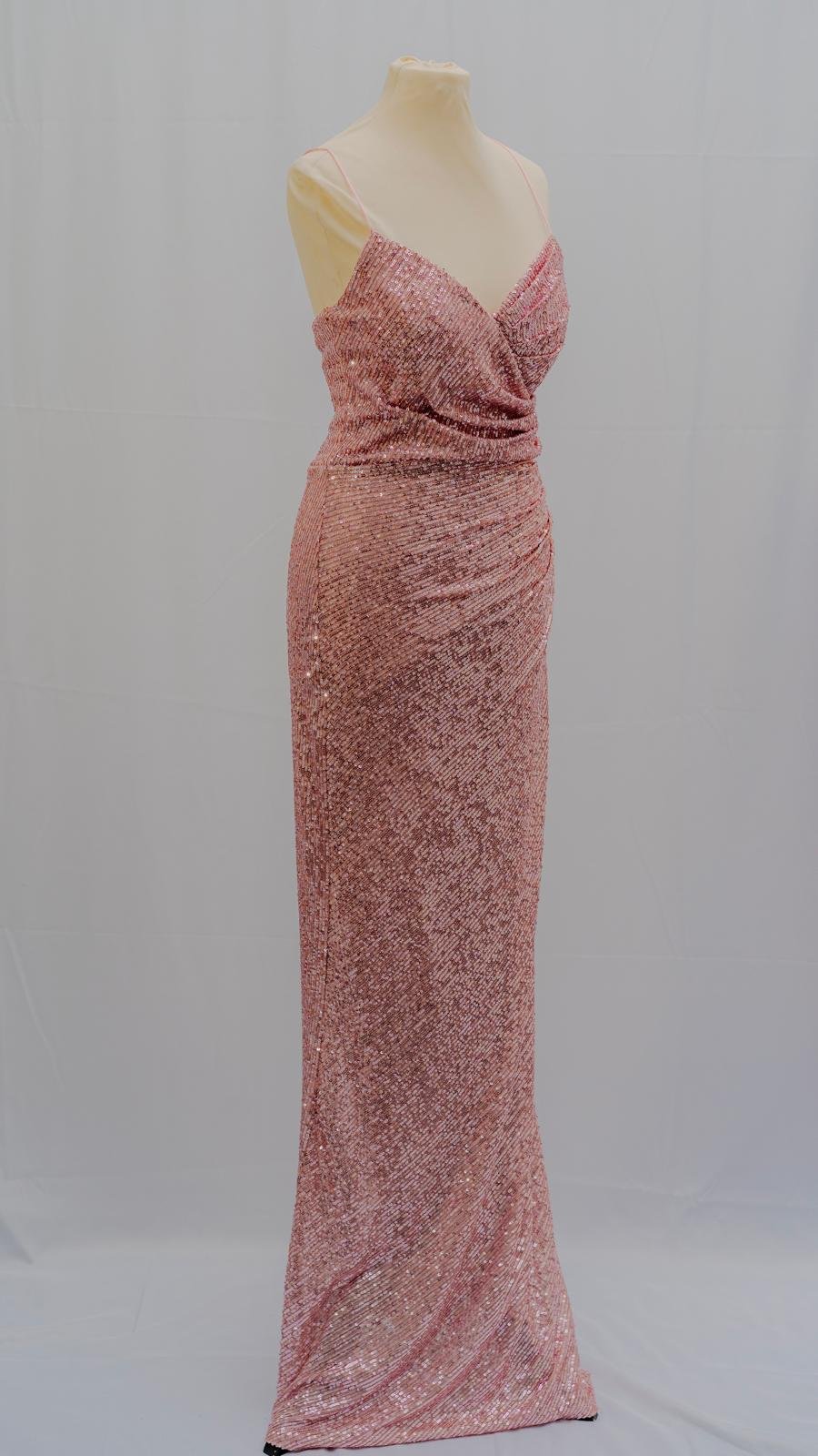 Blush Rose Sequin Wrap Party Dress - Image 3