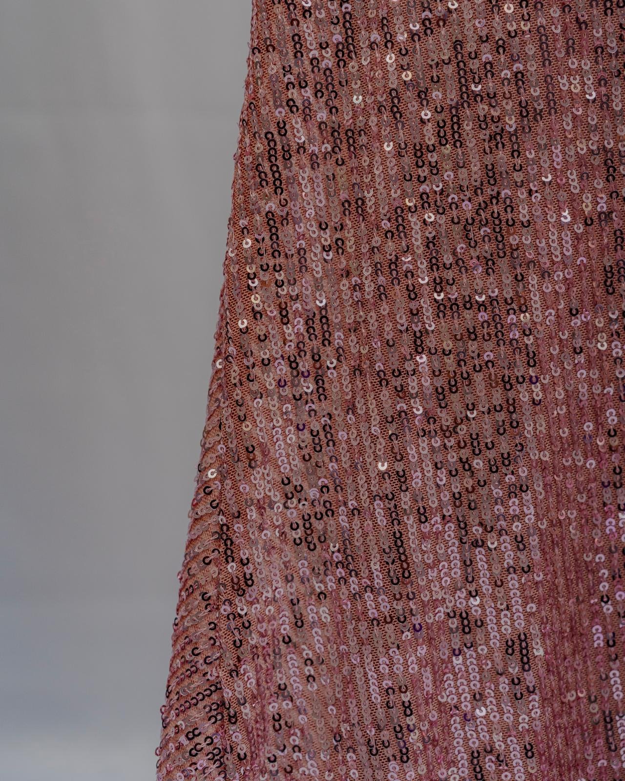 Blush Rose Sequin Wrap Party Dress - Image 4